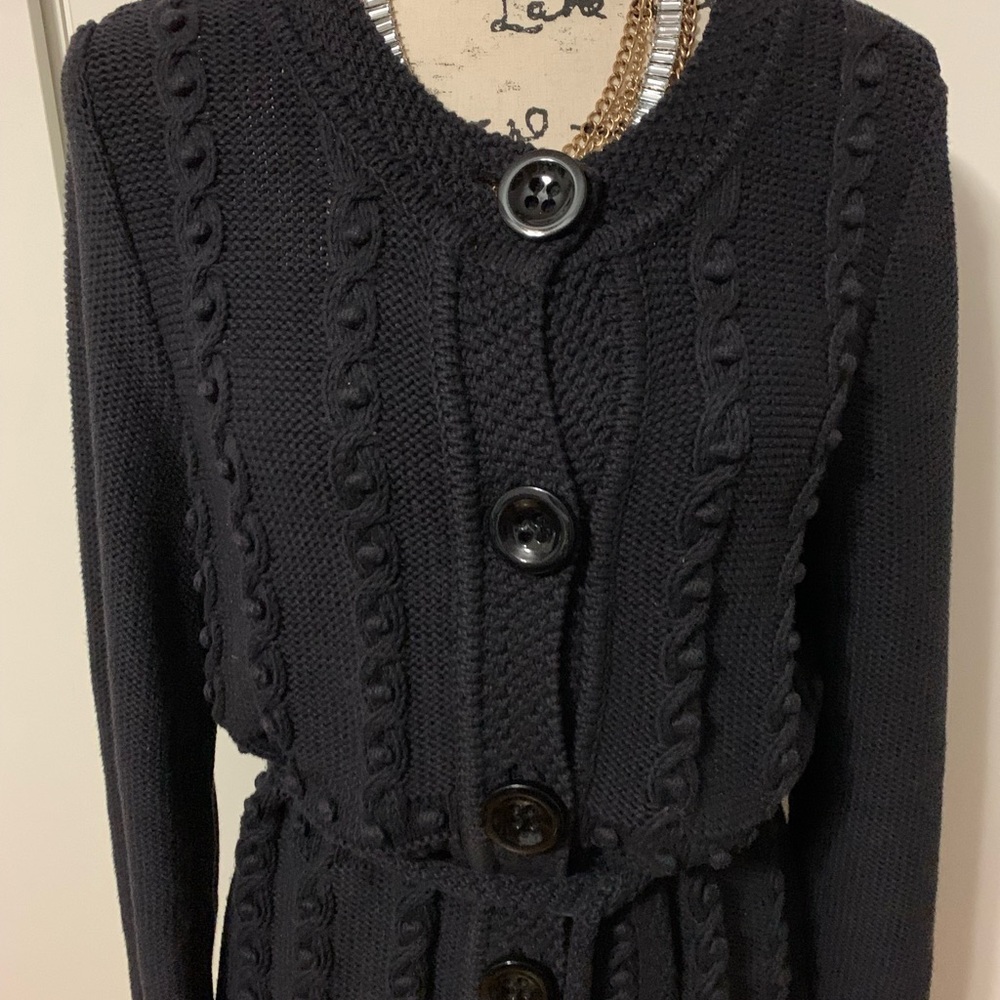 Context long sleeve button front sweater